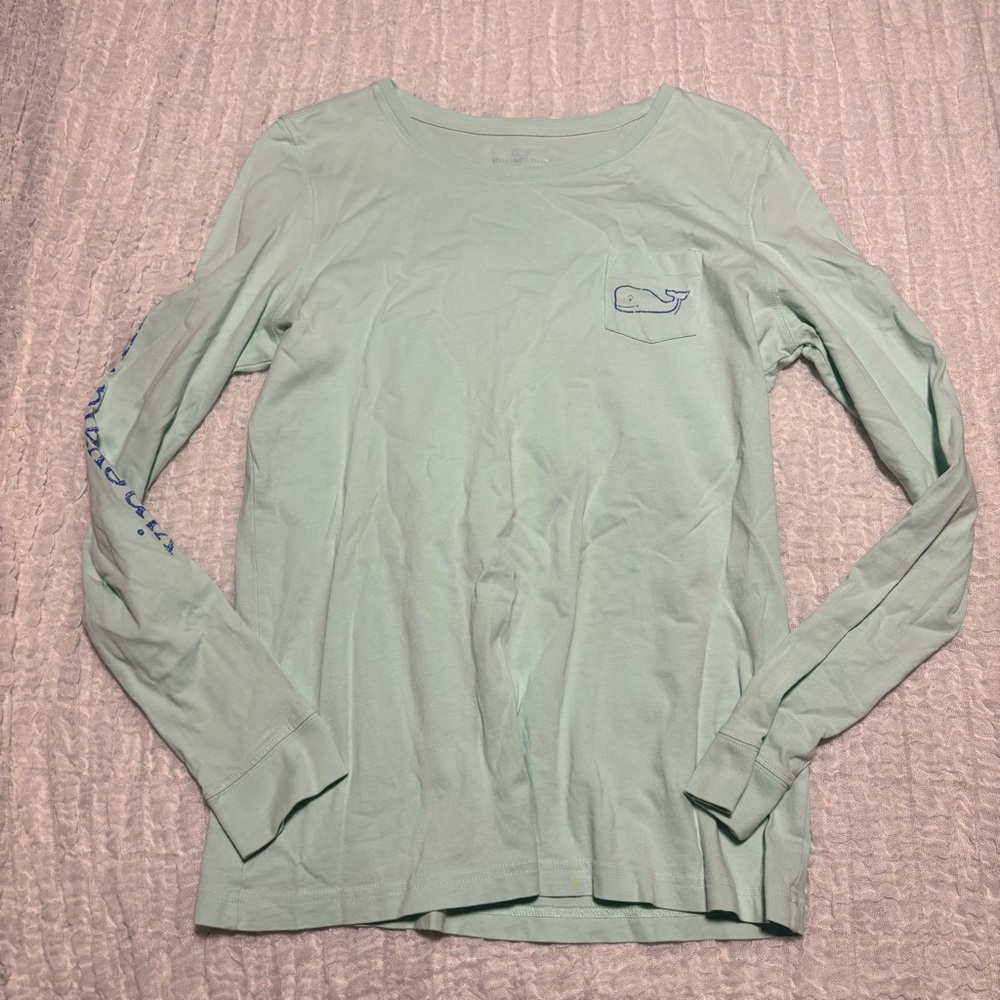 Vineyard Vines boys long sleeve shirt mint green size 14